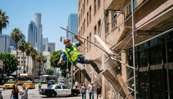 Man falls and is injured from scaffolding accident in los angeles, ca.
