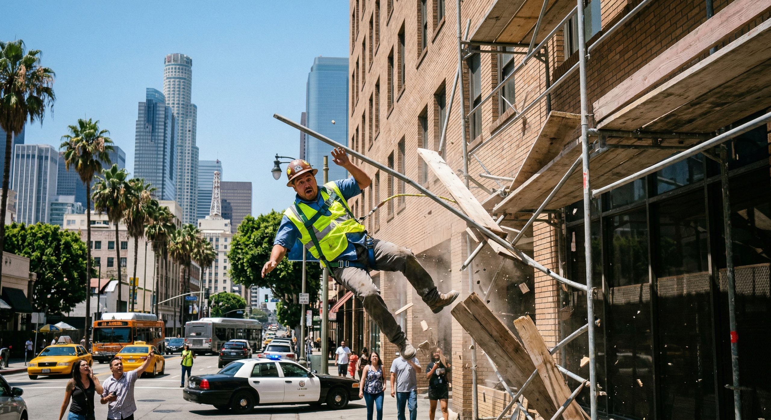 Man falls and is injured from scaffolding accident in los angeles, ca.
