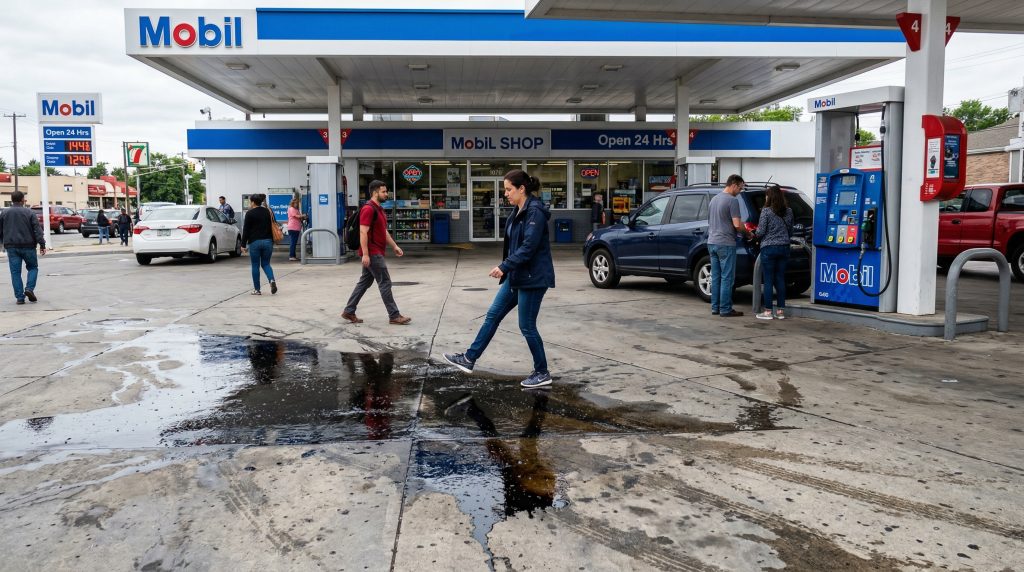 slip and fall injury hazard from an oil spill - lawyer omid khorshidi