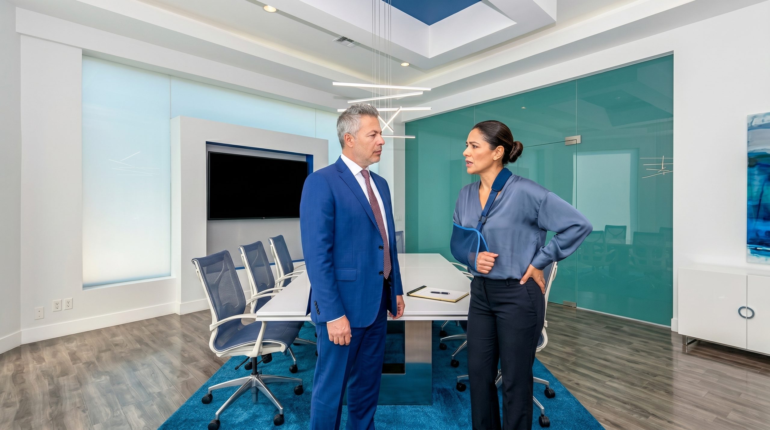 Person injured after slip and fall on public property speaking with California slip and fall lawyer